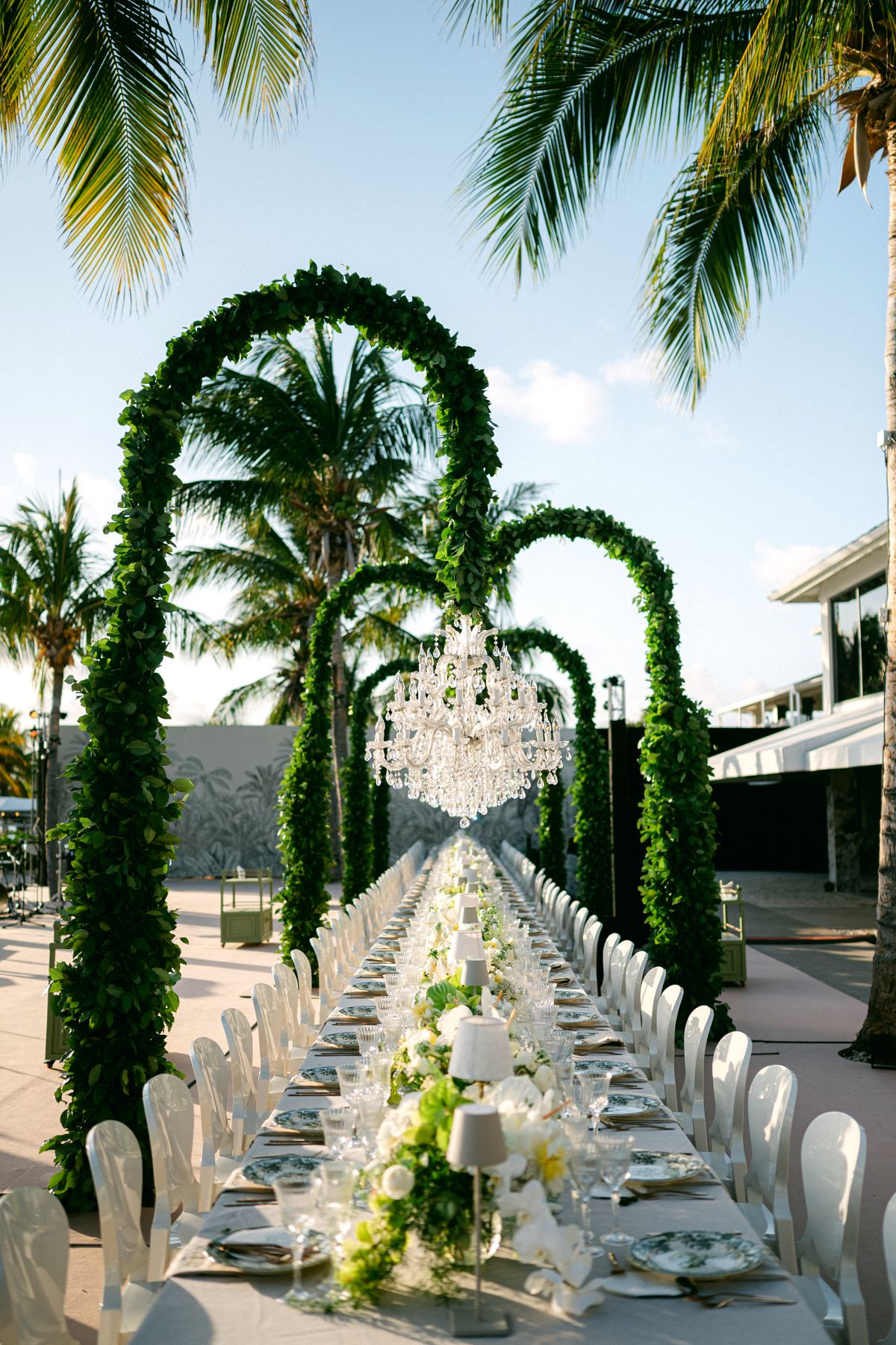 Zwei Kristall Kronleuchter Hochzeitsdinner Nacht Curacao